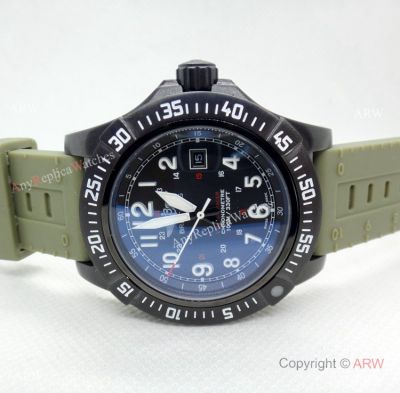 Fake Breitling Colt Skyracer Black Case Green Rubber Band Watch